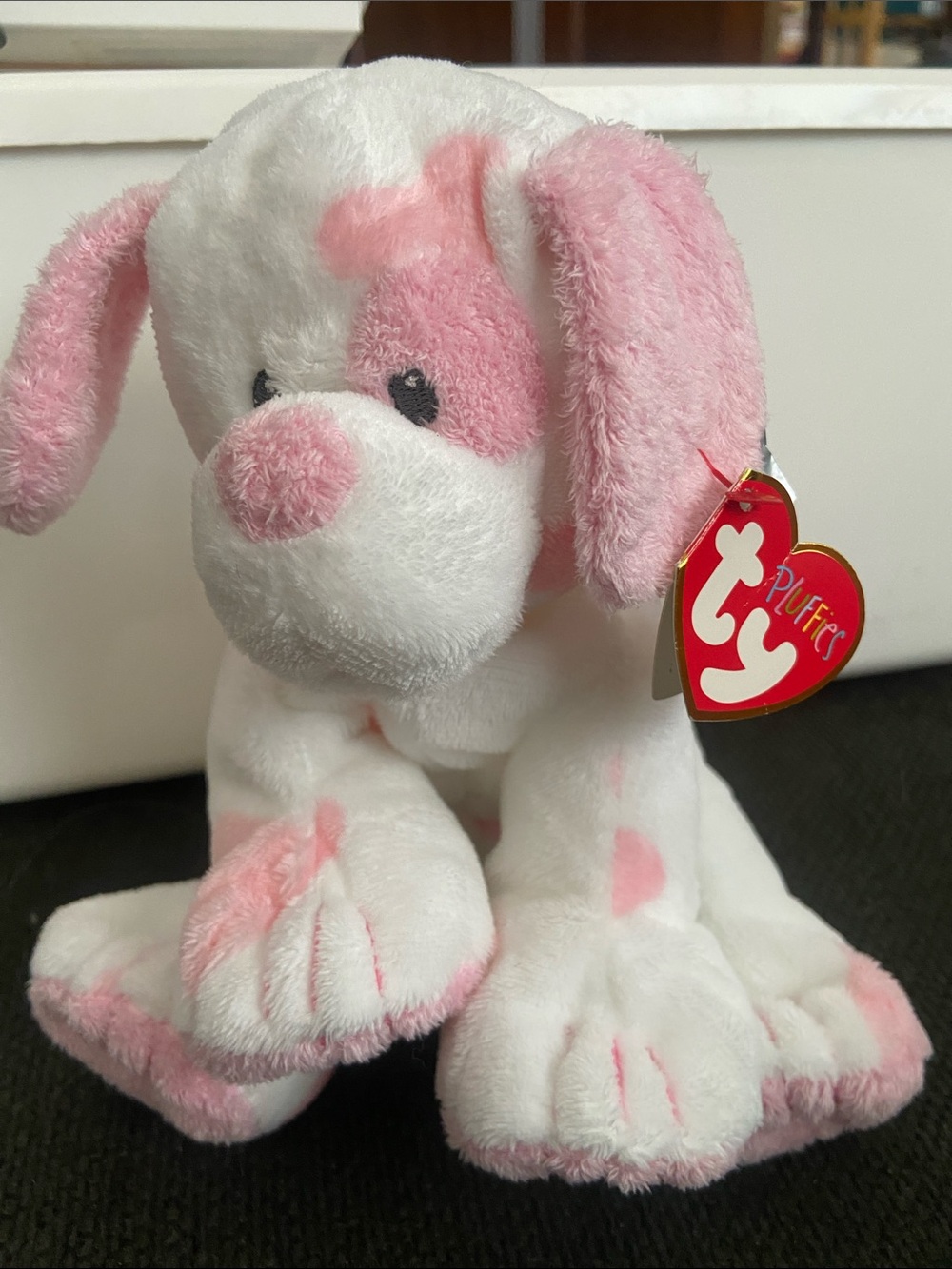 Ty Plush PLUFFIES baby pups retired 1998 - White & Pink puppy Cupid 10” NWT